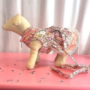 Spring Summer doggie/Cats floral dresses with matching leash
